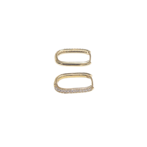 OVALADOS Y ANGOSTOS CON PIEDRAS LATERALES | Aretes huggies tipo arracadas - Medianas | Laminado en oro