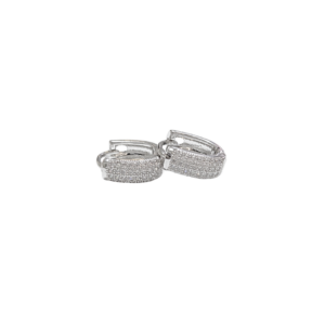 OVALADOS Y ANCHOS CON PIEDRAS | Aretes huggies tipo arracadas - chicas | Laminado en rodio