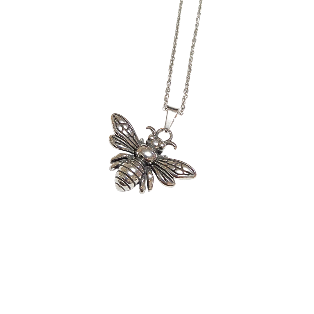 POLILLITA PLATEADA | Collar cadena delgada de 55 cm de largo y dije - mediano | Acero inoxidable - Imagen 3