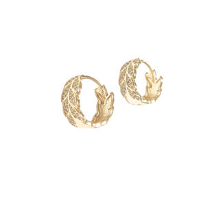 FIGURA DE HOJAS DORADAS    |   Aretes huggies tipo arracadas - medianas    |    Laminado en oro