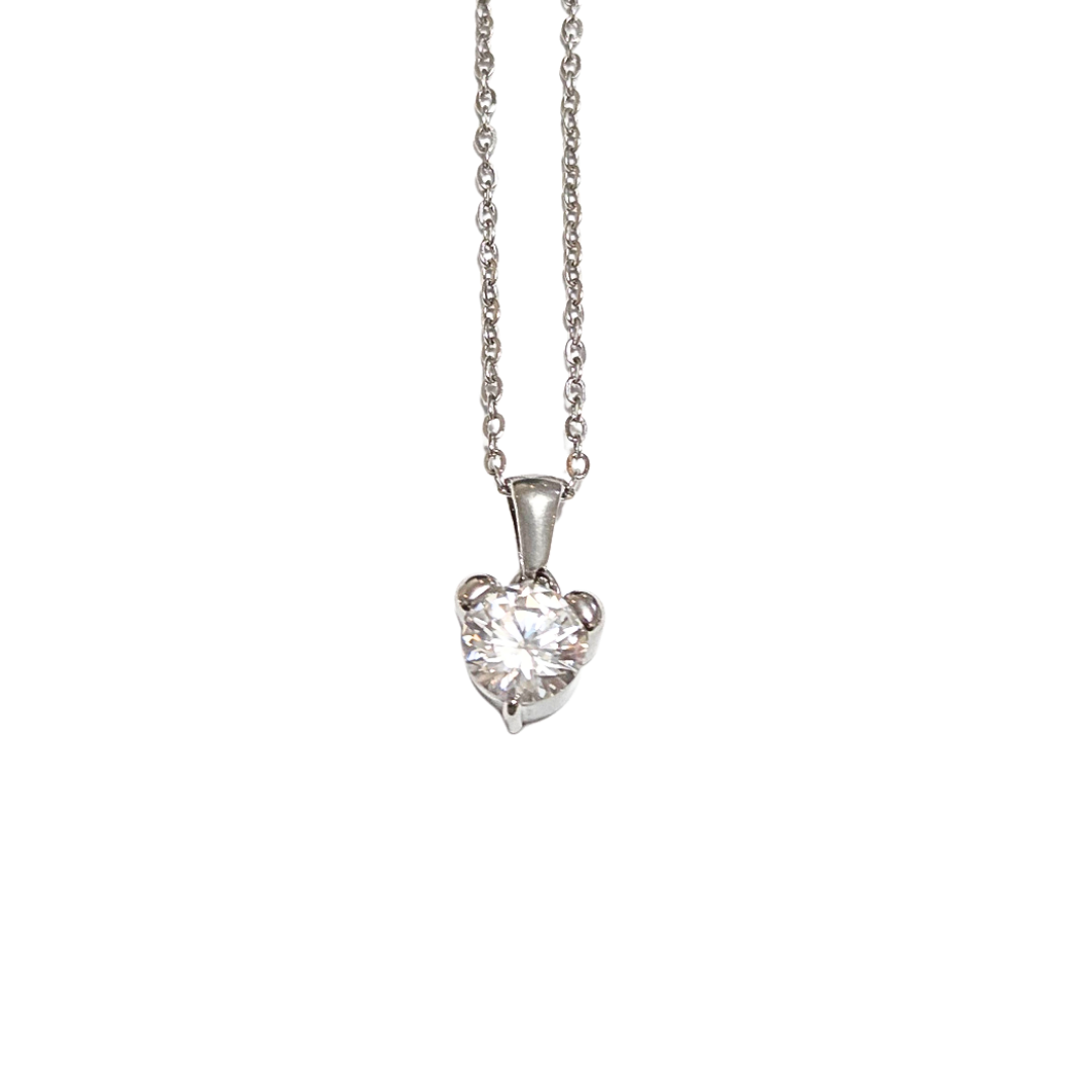PLATEADO DE CRISTAL | Collar cadena delgada de 55 cm de largo y dije - chico | Acero inoxidable - Imagen 2