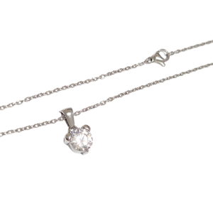 PLATEADO DE CRISTAL    |    Collar cadena delgada de 55 cm de largo y dije - chico   |    Acero inoxidable