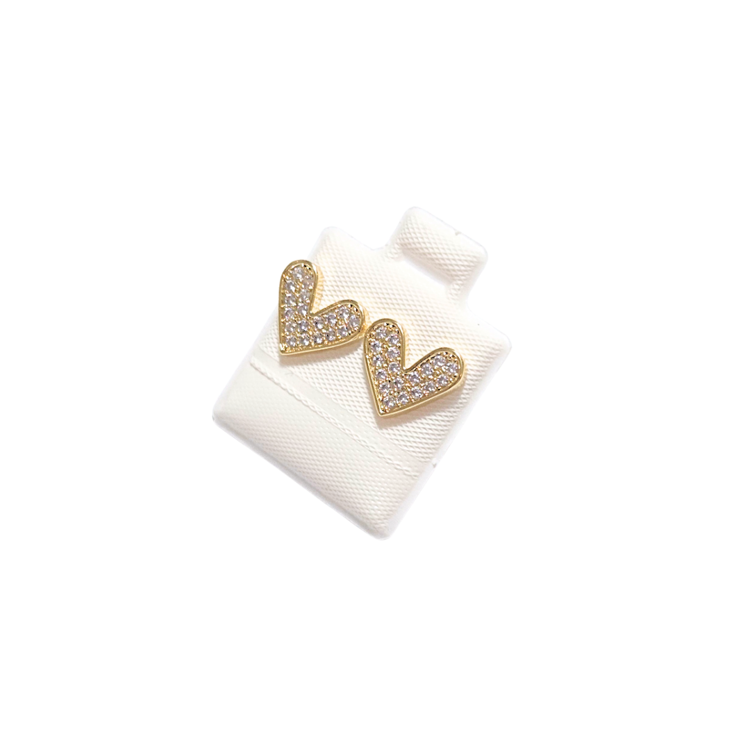 IDI CORAZÓN CON PIEDRAS | Aretes pegaditos - Chicos | Laminado en oro - Imagen 3