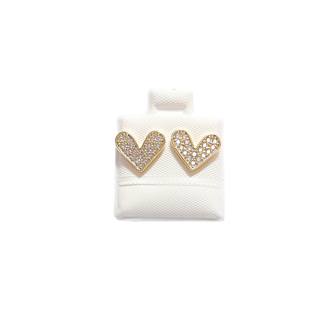 IDI CORAZÓN CON PIEDRAS | Aretes pegaditos - Chicos | Laminado en oro