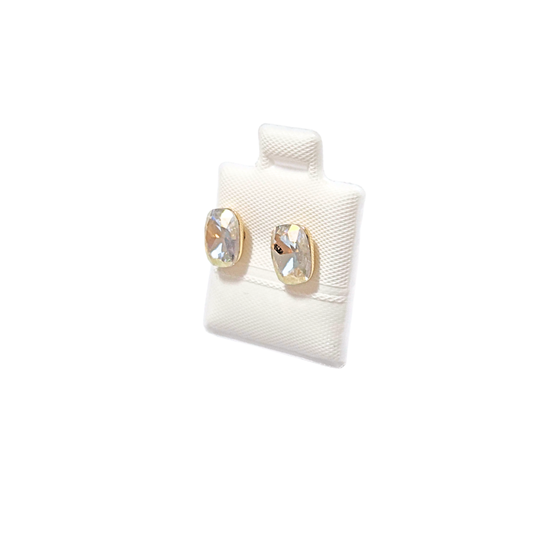 PIEDRAS RECTANGULARES TRANSPARENTES | Aretes pegaditos - Chicos | Laminado en oro - Imagen 2
