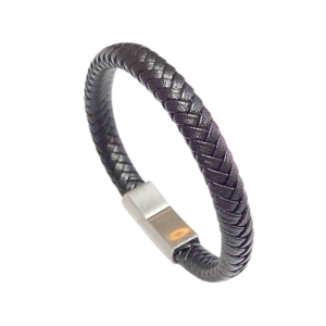 LEE NEGRA DE BROCHE PLATEADO | Pulsera - Mediana | Caucho y acero inoxidable