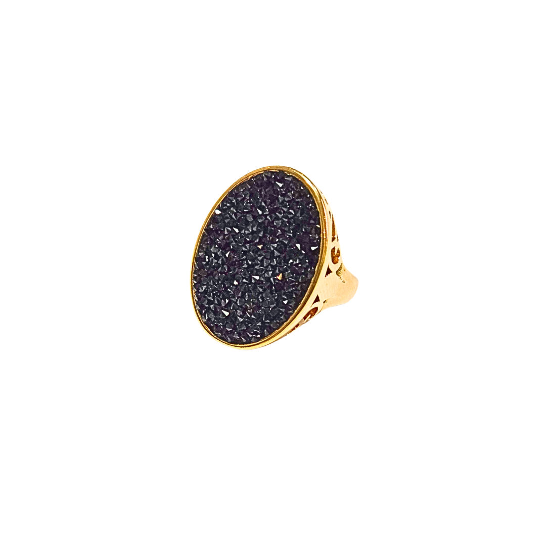ALEJO OVALADO DORADO Y NEGRO | Anillo chunky - No 9 aprox. | Acero inoxidable - Imagen 4