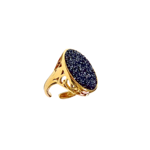 ALEJO OVALADO DORADO Y NEGRO | Anillo chunky - No 9 aprox. | Acero inoxidable