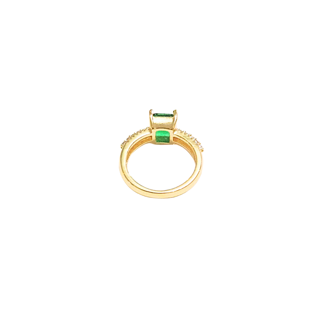 BI-TERÉS DE PIEDRA VERDE | Anillo delgado - No 7 | Laminado en oro - Imagen 2