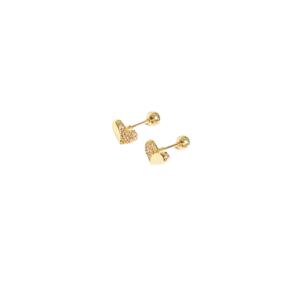 CORAZÓNES CON PIEDRAS | Aretes tipo broquel - Chicos | Laminado en oro