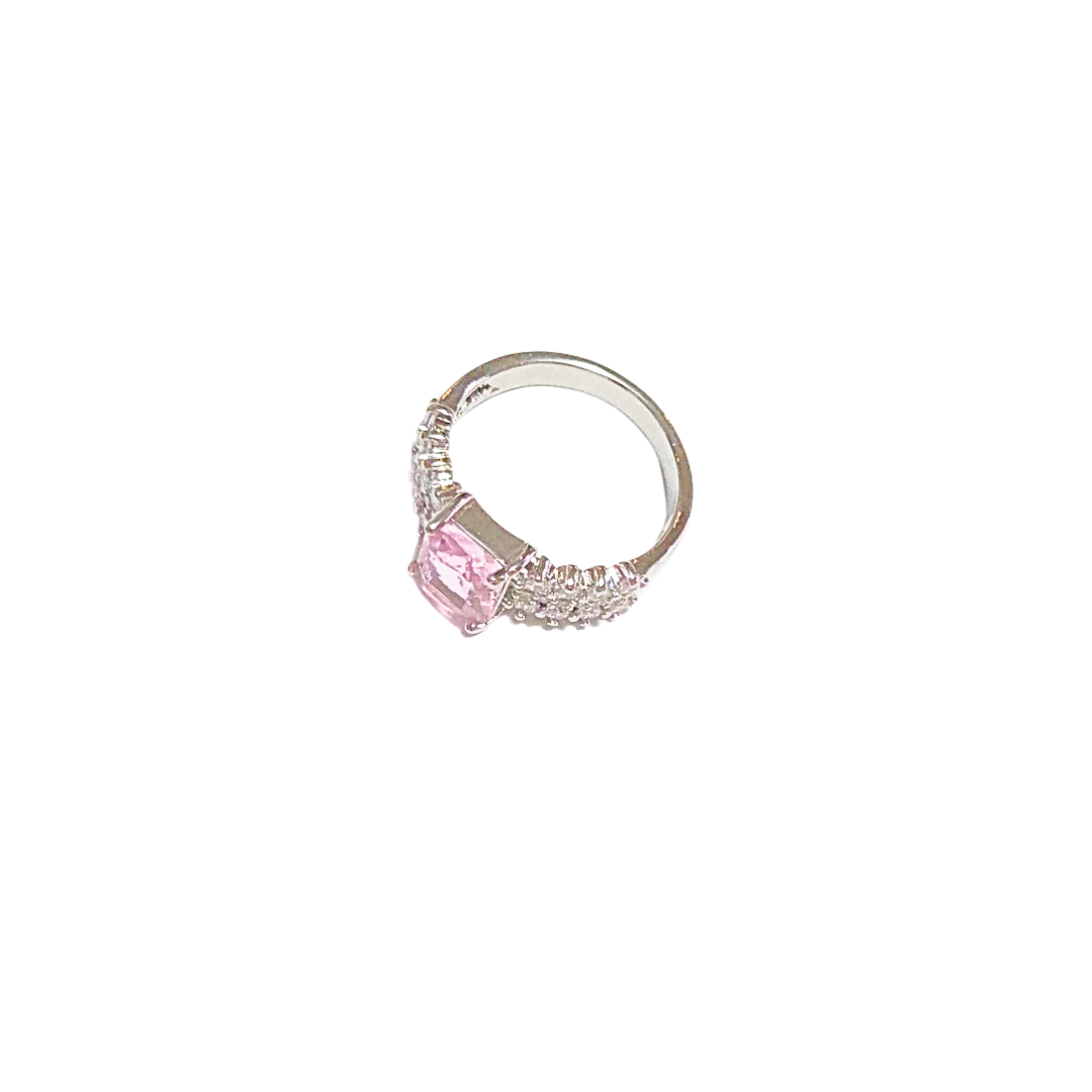 BI-TERÉS ANCHO ROSA PÁLIDO | Anillo delgado - No 7 | Laminado en rodio - Imagen 2